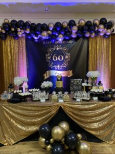 A table with a number 6 0 on it