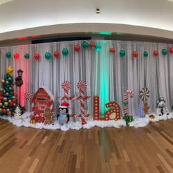 A room with a lot of decorations on the wall