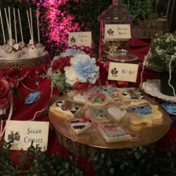 A table with several different types of cakes.
