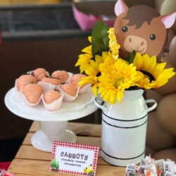 A table with flowers and eggs on it