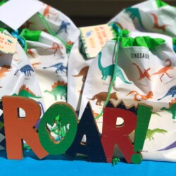 A close up of the word roar on top of a bag