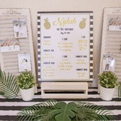 A sign with the names of people who are in the name of their wedding.