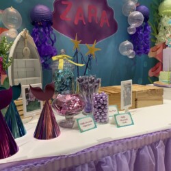 A table with several different items on it.