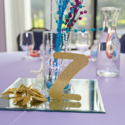 A table with a number seven on it