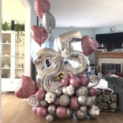 A large number balloon display in the living room