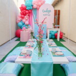 A table set up for a birthday party